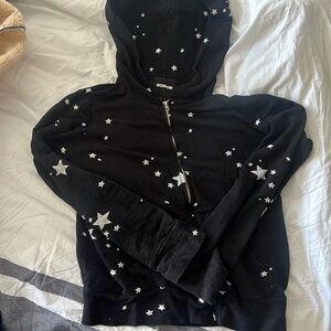 Monrow zip up star sweatshirt, size small